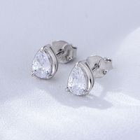 1 Pair Simple Style Water Droplets Sterling Silver Inlaid Gemstone Ear Studs sku image 1