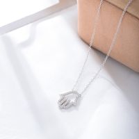 1 Piece Fashion Palm Sterling Silver Inlay Rhinestones Pendant Necklace sku image 2
