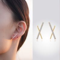 1 Pair Simple Style Geometric Inlay Sterling Silver Zircon Ear Studs main image 1