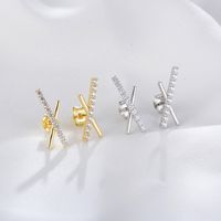 1 Pair Simple Style Geometric Inlay Sterling Silver Zircon Ear Studs main image 5