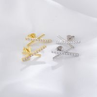 1 Pair Simple Style Geometric Inlay Sterling Silver Zircon Ear Studs main image 2