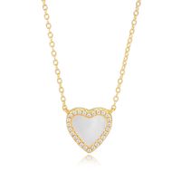 Ins Style Korean Style Heart Shape Sterling Silver Inlay Shell Zircon Pendant Necklace main image 4
