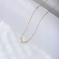 Elegant V Shape Sterling Silver Plating Rhinestones Necklace main image 3