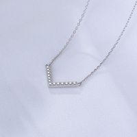 Elegant V-form Sterling Silber Überzug Strasssteine Halskette sku image 2