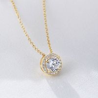 Fashion Round Sterling Silver Plating Zircon Pendant Necklace main image 1