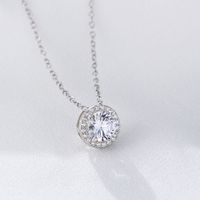 Fashion Round Sterling Silver Plating Zircon Pendant Necklace main image 3