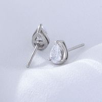 1 Pair Simple Style Water Droplets Sterling Silver Inlaid Gemstone Ear Studs main image 4