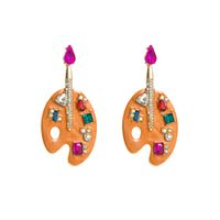 1 Pair Fashion Geometric Alloy Enamel Rhinestones Glass Gold Plated Women's Drop Earrings sku image 4