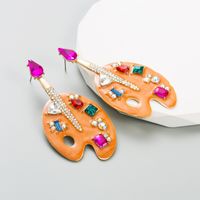 1 Pair Fashion Geometric Alloy Enamel Rhinestones Glass Gold Plated Women's Drop Earrings main image 6
