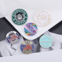 Simple Style National Flag Round Letter Alloy Stoving Varnish Plating Unisex Brooches main image 4