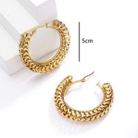 1 Pair Retro Circle Stainless Steel Hollow Out Hoop Earrings main image 3