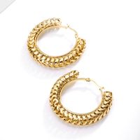 1 Pair Retro Circle Stainless Steel Hollow Out Hoop Earrings main image 5