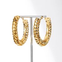 1 Pair Retro Circle Stainless Steel Hollow Out Hoop Earrings main image 4