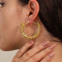 1 Pair Retro Circle Stainless Steel Hollow Out Hoop Earrings main image 2