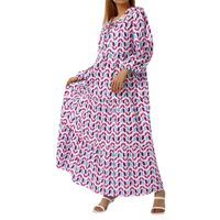 Women's Regular Dress Fashion Round Neck Printing Ruffles Half Sleeve Stripes/plaid Maxi Long Dress Daily main image 4