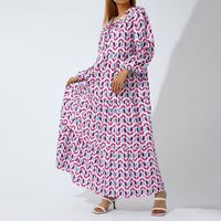 Women's Regular Dress Fashion Round Neck Printing Ruffles Half Sleeve Stripes/plaid Maxi Long Dress Daily main image 5
