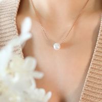 Titanium&stainless Steel Korea Geometric Necklace  (rose Alloy + White Beads) Nhok0275-rose-alloy-white-beads sku image 4