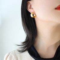 Fashion C-shaped Pattern Plated 18k Titanium Steel Earrings sku image 11