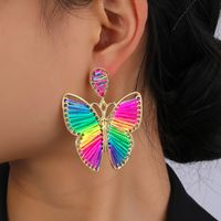 1 Pair Fairy Style Exaggerated Artistic Butterfly Plating Braid Hollow Out Alloy Nylon Gold Plated Drop Earrings main image 4