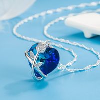 Fashion Heart Shape Copper Plating Artificial Crystal Pendant Necklace main image 4