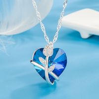 Fashion Heart Shape Copper Plating Artificial Crystal Pendant Necklace main image 3