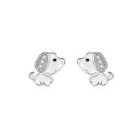 1 Pair Cute Dog Copper Inlay Zircon Ear Studs main image 5