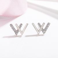 1 Pair Fashion Letter Copper Plating Inlay Zircon Ear Studs main image 1