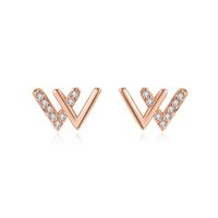 1 Pair Fashion Letter Copper Plating Inlay Zircon Ear Studs main image 5