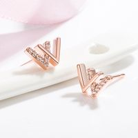 1 Pair Fashion Letter Copper Plating Inlay Zircon Ear Studs sku image 2