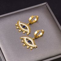 1 Piece Fashion Devil's Eye Titanium Steel Plating Inlay Rhinestones Women's Earrings Necklace sku image 2