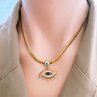 1 Piece Fashion Devil's Eye Titanium Steel Plating Inlay Rhinestones Women's Earrings Necklace main image 3