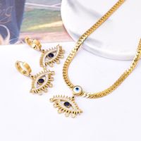 1 Piece Fashion Devil's Eye Titanium Steel Plating Inlay Rhinestones Women's Earrings Necklace main image 1