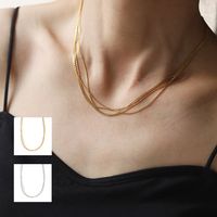 Lady Solid Color Titanium Steel Plating Layered Necklaces main image 6