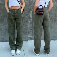Femmes Du Quotidien Mode Couleur Unie Toute La Longueur Lavé Jeans main image 1