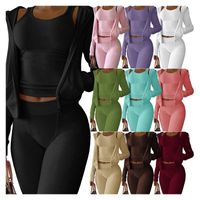 Women's Casual Solid Color Spandex Polyester Pants Sets main image 2