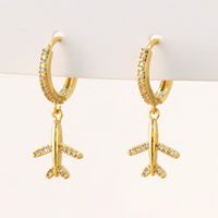 1 Pair Fashion Geometric Plating Copper Zircon Drop Earrings main image 4