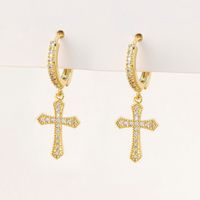 1 Pair Fashion Geometric Plating Copper Zircon Drop Earrings main image 2