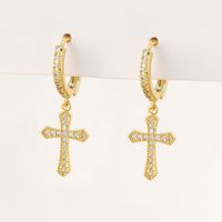 1 Paire Mode Géométrique Placage Le Cuivre Zircon Boucles D'oreilles main image 2