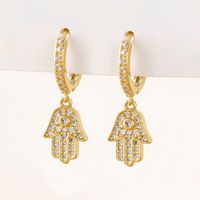 1 Paire Mode Géométrique Placage Le Cuivre Zircon Boucles D'oreilles sku image 4