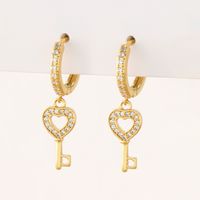 1 Paire Mode Géométrique Placage Le Cuivre Zircon Boucles D'oreilles sku image 9