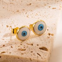 1 Pair Fashion Devil's Eye Enamel Copper 18k Gold Plated Ear Studs sku image 2