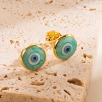 1 Pair Fashion Devil's Eye Enamel Copper 18k Gold Plated Ear Studs sku image 1