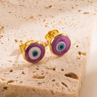 1 Pair Fashion Devil's Eye Enamel Copper 18k Gold Plated Ear Studs sku image 7