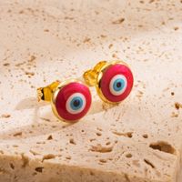 1 Pair Fashion Devil's Eye Enamel Copper 18k Gold Plated Ear Studs sku image 3