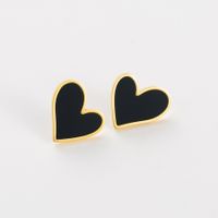 1 Pair Retro Heart Shape Stainless Steel Inlay Shell Ear Studs main image 5