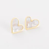 1 Pair Retro Heart Shape Stainless Steel Inlay Shell Ear Studs main image 3