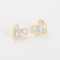 1 Pair Retro Heart Shape Stainless Steel Inlay Shell Ear Studs main image 2