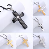 1 Piece Hip-hop Cross Stainless Steel Plating 18k Gold Plated Men's Pendant Necklace main image 1