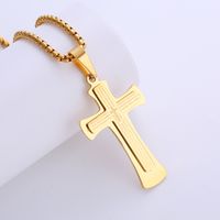 1 Piece Hip-hop Cross Stainless Steel Plating 18k Gold Plated Men's Pendant Necklace sku image 9