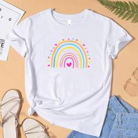 Women's T-shirt Short Sleeve T-shirts Patchwork Simple Style Abstract Heart Shape sku image 6